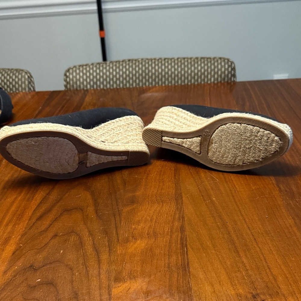 J. Crew Black and Tan Wedge Espadrilles - Picture 2 of 5